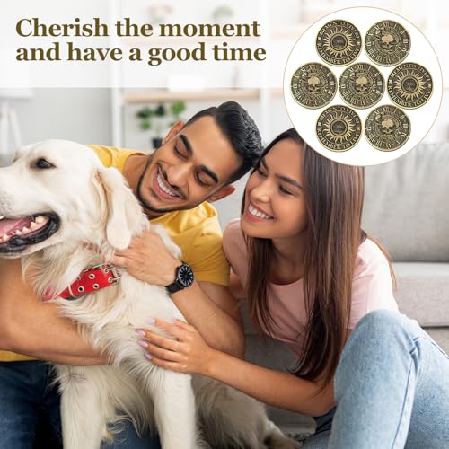 Image of Misdary 10 Pcs Memento Mori Coin Skull Memento Vivere Reminder Token Metal Challenge Coin Medallion Stoicism Gift Challenge Stoic Reminder Pendant for Daily Stoic Practice