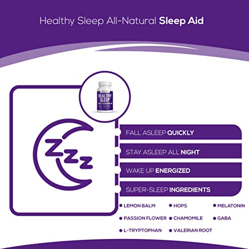 Healthy Sleep All-Natural Supplement - Fall Asleep Quickly, Get Restful Sleep, Wake Up Energized | 60 Capsule Bottle| Herbal Supplement With Melatonin, Valerian, Chamomile #TOP4