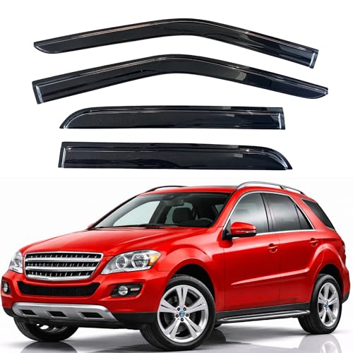 Image of KPY Rain Guards Fit for 2006-2011 Mercedes-Benz ML350 ML500, Out-Channel Window Visors Vent Wind Deflectors 4PC, Car Accessories for 06-11 Mercedes Benz ML Class
