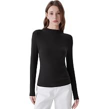 SUUKSESS Cloud Cashmere Women Mock Neck Fitted Long Sleeve Shirt Basic Knit Tops