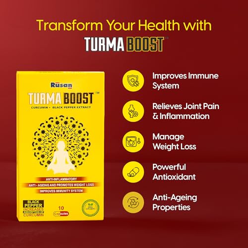 Image of Rusan TURMA BOOST Curcumin 95% 400mg + Black Pepper Extract | 10 Capsules | Immunity & Joint Care | Anti-Inflammatory Support