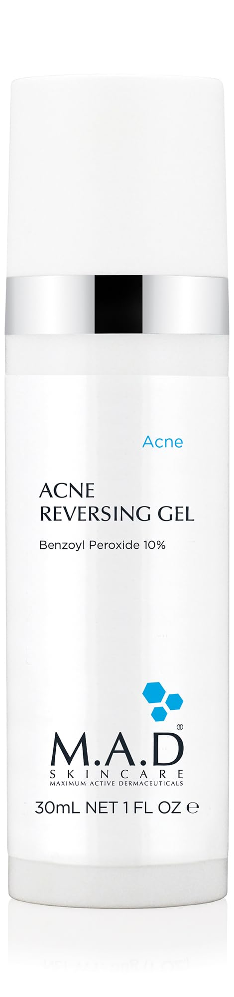 M.A.D Skincare Acne Reversing Gel - Non-Drying Benzoyl Peroxide Blemish Control 1 oz.