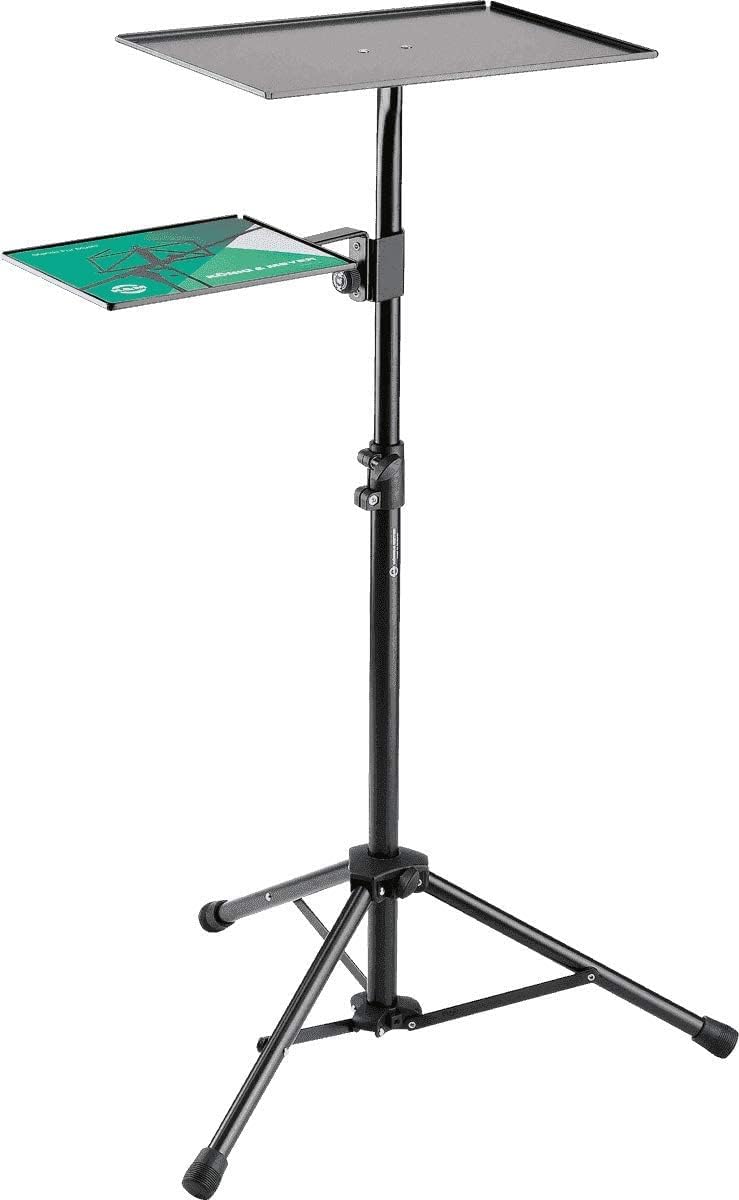 K&M 12150 Support pour ordinateur portable Noir acier pliable tripode avec tapis de souris