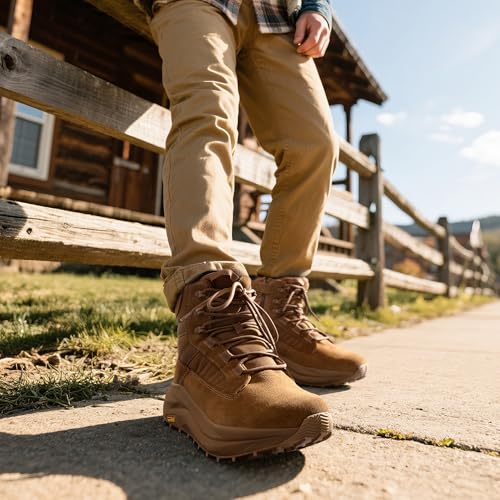 Image of NORTIV 8 Men's Wide Toe Box Work Tactical Boots | Barefoot low drop leather military boots with side zipper for hiking, motorcycle riding and combat Pikes