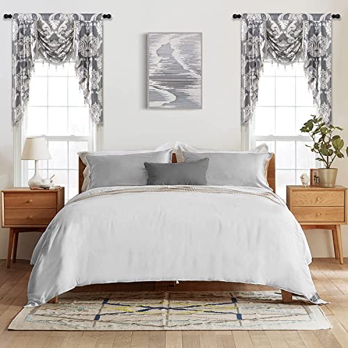 NAPEARL Grey Valances for Windows, Decorative Living Room Valances and Swags, Jacquard Kitchen...
