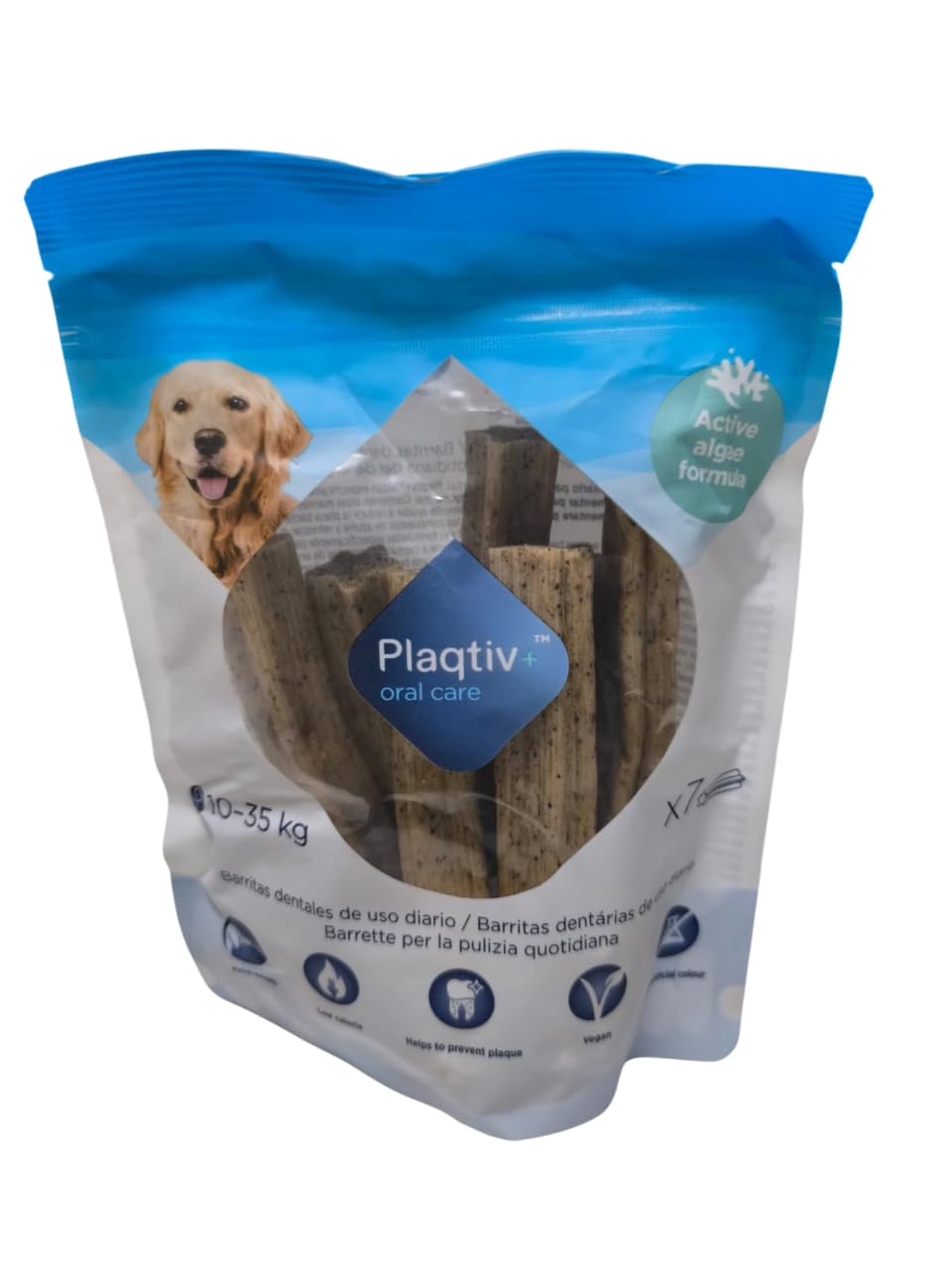 ecuphar | Plaqtiv+ 7 Barrette per la Pulizia Quotidiana dei Denti per Cani da 10 a 35 kg