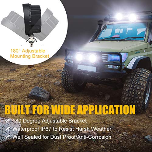4.5” Round Work LED Light, 42W Fog Offroad Off Road Lights Driving Lamp Waterproof for Hunting Pickup UTV Truck Car Boat SUV Boat 4WD ATV 12V 24V 4x4 Tractor Motorcycle