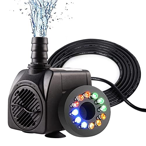 Teichpumpe für Außen, Teichpumpe Klein für Miniteich, Aquarium Pumpe Leise, Gartenteichpumpe, für Garten, Brunnen,Steingarten, Aquariumpumpe Wasser 750L/H 15W(Modell A, ohne Düse)