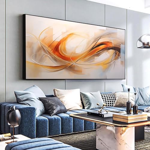 Oeuvre d'art moderne abstraite sur toile géante avec cadre noir de décoration murale