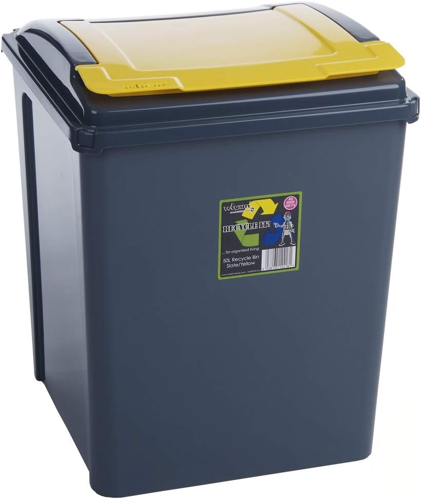 Recycling Bin with Removable Lid 40 x 40 cm 50 Litre Waste Bin, 50