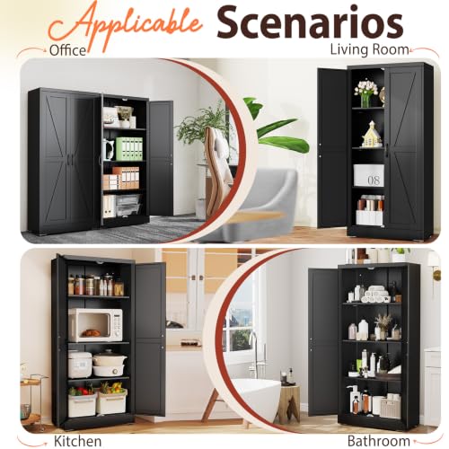 Image of PAOFIN 63 inch Black Metal Storage Pantry Cabinet
