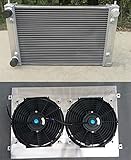 2 Rows Aluminum Radiator & Shroud & Fan For 1982-1992 VW Golf Jetta Cabriolet MK2 MK II 16V