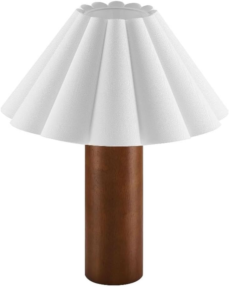Modway Flora Table Lamp with Pleated Petal Lampshade in Walnut