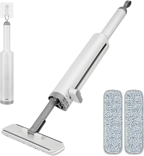 ZORTIX Portable Mini Self-Squeeze Cleaning Mop with Squeegees - Wet & Dry Use, Strong Absorbent Mop for Small Spaces - Includes 2 Pads, Ideal for Bathroom, Kitchen & Home, Table, Desktop, Glass