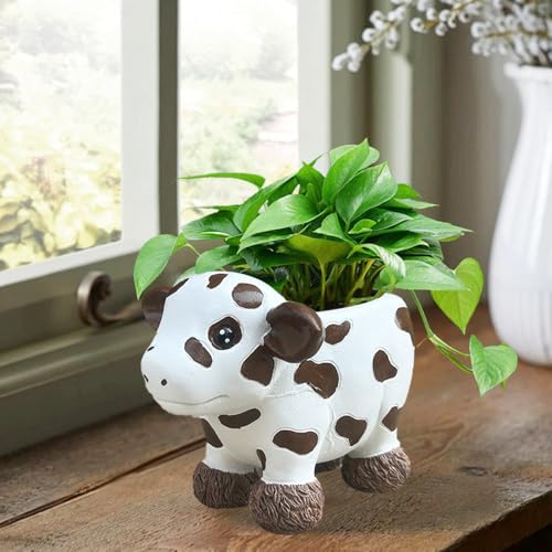 Pot de fleurs vache résine pour mini plantes cactus bonsaï jardin - 6