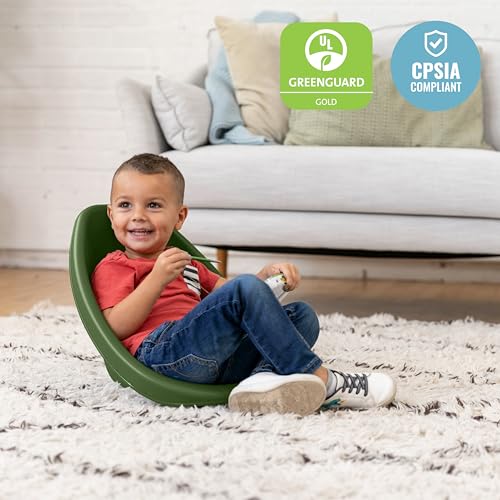 Image of ECR4Kids Plastic Leaf Scoop Floor Rocker Seat, Classroom Furniture, Hunter Green, 6-Piece