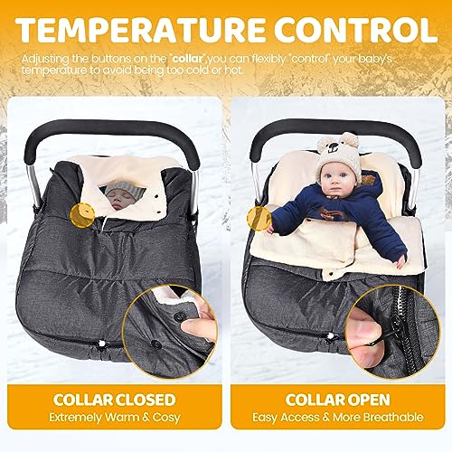 Image of Orzbow Winter Carseat Cover for Baby, Cozy Fleece, Universal Fit, Dark Grey