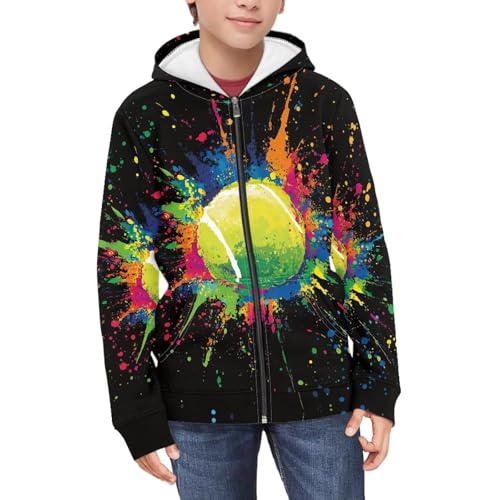 Soccer Print Hoodies for Boys Long Sleeve Thick Hooded Sweatshirt Zip Up Jackets 3D Graphic Fall Outfits for Kids