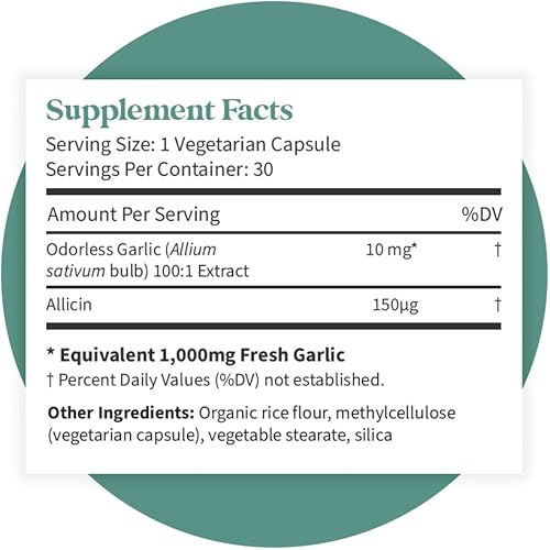 Miniatura 9 de Wholesome Organics Ajo orgánico sin olor  1000 mg  Apoyo inmune, circulatorio y cardiovascular  Promueve una digestión saludable  Sin OMG y sin