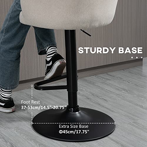 Homcom Adjustable Bar Stools Set Of 2, Modern Counter Height Barstools, Fabric Upholstered Kitchen Stools With Swivel Seat, Steel Frame, Footrest, Beige #TOP6