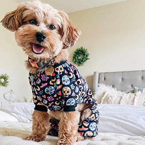 Cutebone Halloween Dog Pajamas Coco Skulls Dog Apparel Dog Jumpsuit Pet Clothes Pajamas P73L #TOP2