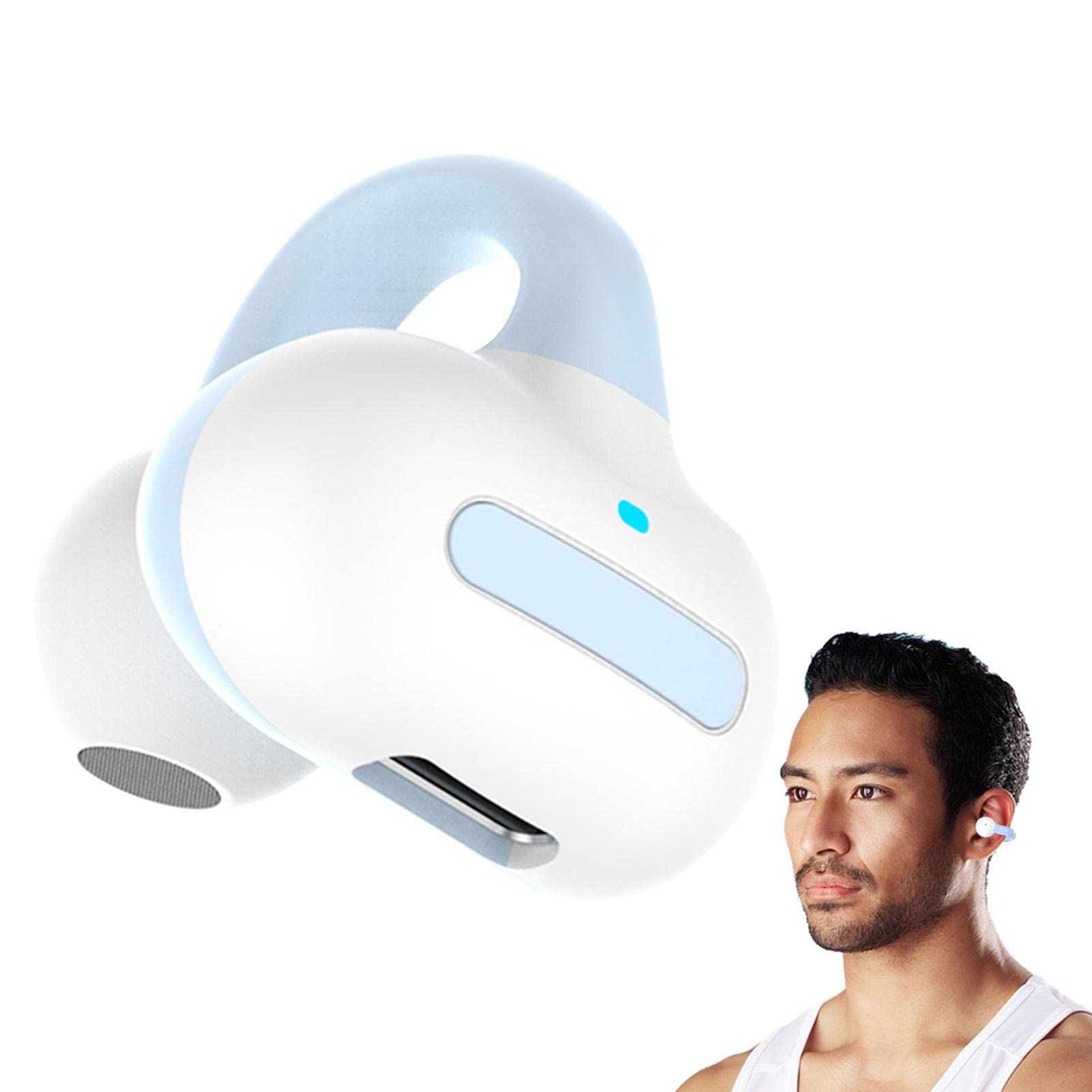 Rianpesn Blue Wireless Ear Clip - Waterproof Wireless Earbuds, Tooth 5.3 Headphones, 15Hrs Playback Hd Stereo Audio, Over-Ear Earphones Built-In Mic For Sports