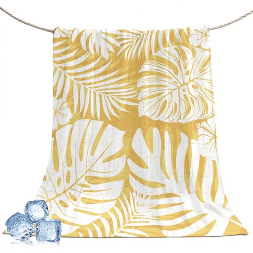 Cooling Throw Blanket 50"x60" for Couch, Palm Tree Monstera Lightweight