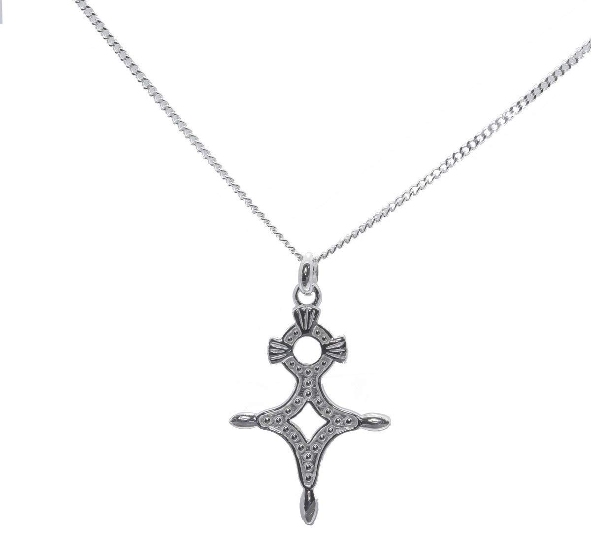 Collier argent AGADES avec chaine 55cm +pendentif Agadez croix du désert en argent massif 925 et boite cadeau