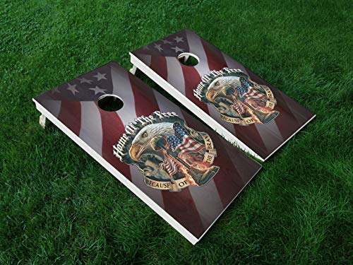 Distressed America 16 USA Flag Cornhole WRAP Set Vinyl Board Decal Baggo Bag Toss Boards * Made in The USA *