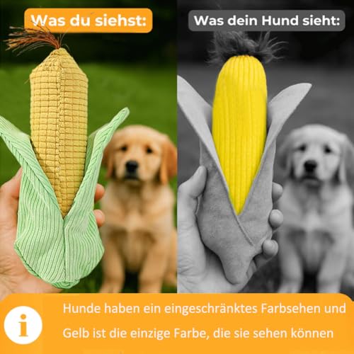 Donubiiu Maiskölbchen Quietschspielzeug für Hunde, Lustiges Futterplüsch, Unzerstorbares Kauspielzeug, Süßes Stofftier für Welpen, Geeignet für Große, Mittelgroße und Kleine Hunde (A+B)