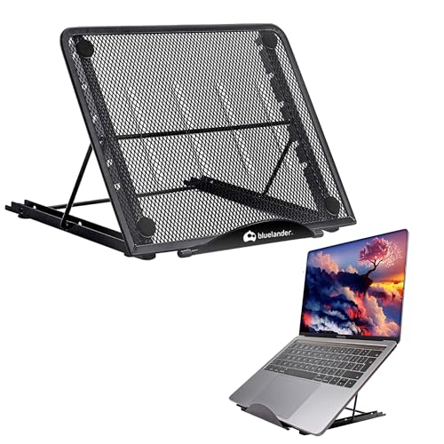 Catálogo de Bases de portátiles los más recomendados. 47 Bluelander Soporte para Laptop y Tableta Portátil, Base de Enfriamiento, 6 Ángulos Ajustables, Material Aluminio Compatible con Computadora, Tablets y iPad, de 7' a 14' Pulgadas,...
