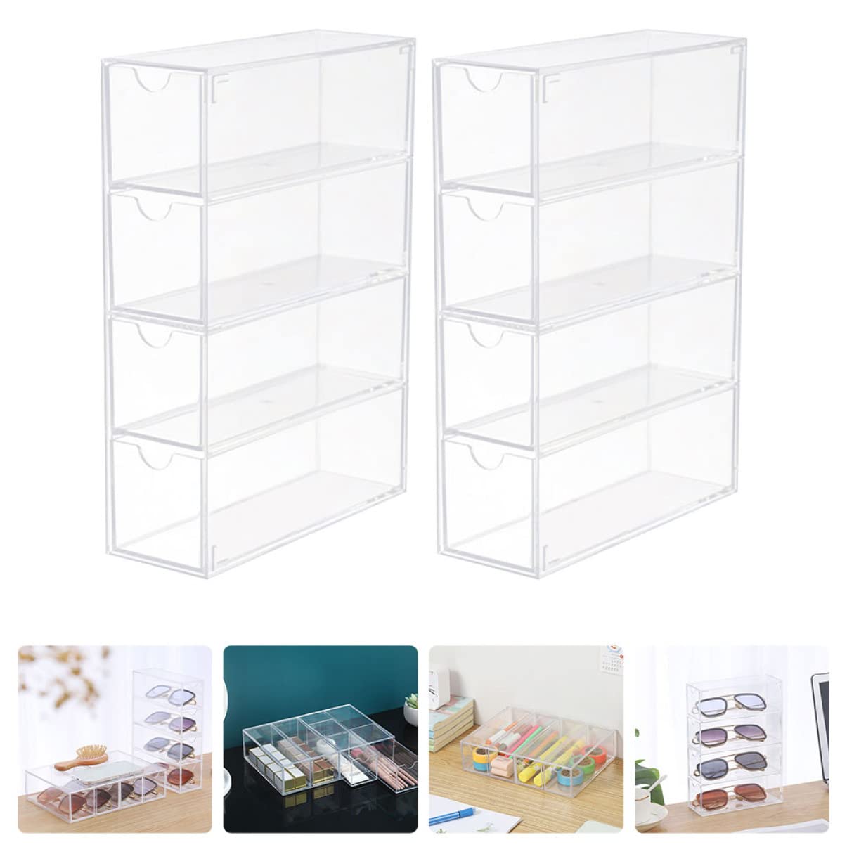 FOMIYES Caja Organizadora de Plástico sin Rebabas 2 Piezas para Gafas de Sol Diseño Simple para Uso Personal en Casa o Tienda