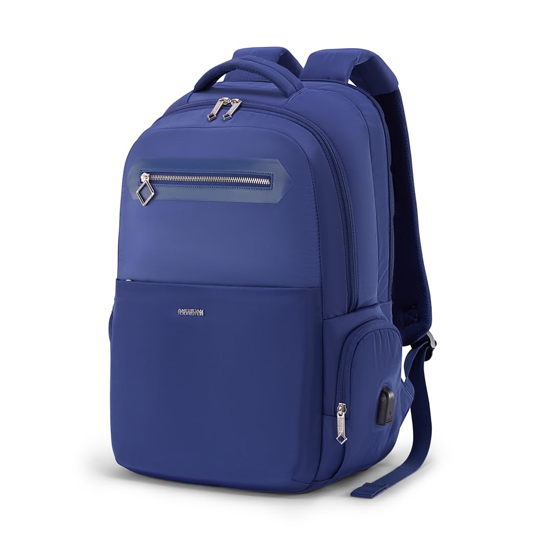 Jit+ 2.0 Style 02 | 28L Backpack | 17" Laptop Bag | 2 Compartments | Smart College & Office Backpack for Women | USB Charging Port, Rain Cover & Smart Sleeve | Blue Depth | 1 Yr Global Warranty-image-24