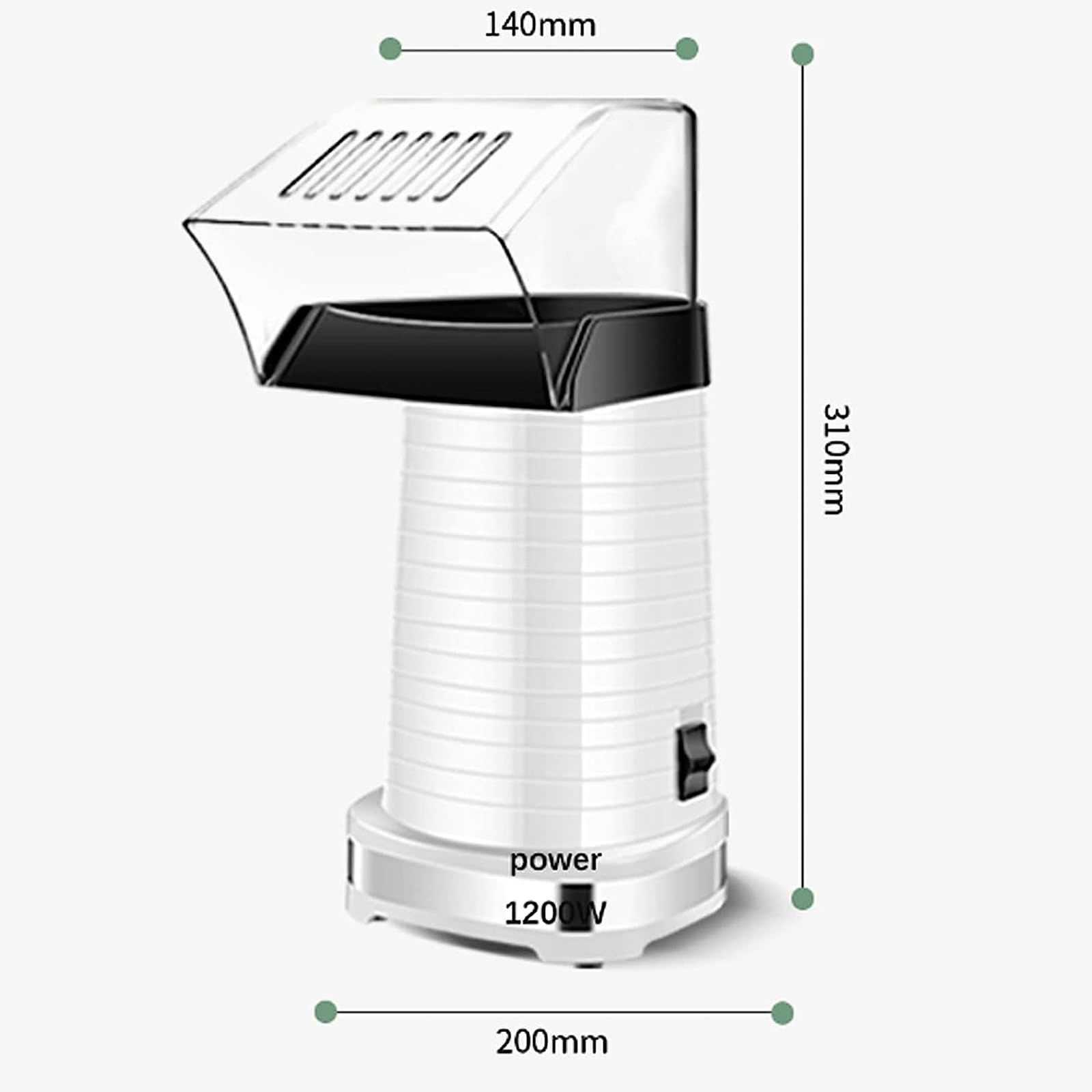 Maszyna do robienia popcornu, maszyna do popcornu 1200 W, 3 minuty szybkiego popcornu z górną pokrywą do domu, imprezy i rodziny,White