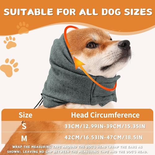 LUFFLOK Hund Ohrenschutz Grau für Lärmschutz, Hunde Gehörschutz für Angst Relief und Grooming, Haustier Gehörschutz Hund für Komfort Während Donner, Winter, Feuerwerk, Bad (M)