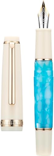 Jinhao 82 - Mini pluma estilográfica acrílica, punta fina de iridio con convertidor de tinta, mini bolígrafo de viaje azul marino de bolsillo corto