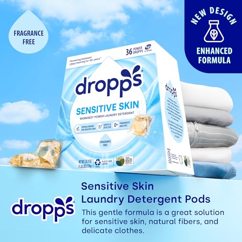Dropps Sensitive Skin Laundry Detergent Pods, Unscented (36 Ct) - Hypoallergenic & Dermatologist Tested | Free & Clear | Laundry Pods for Sensitive Skin | Clean Ingredients | Plastic Free Packaging by dropps - Image 2