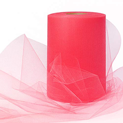 Image of Expo International Decorative Matte Tulle, Roll /Spool of 6 Inches X 100 Yards, Polyester-Made Tulle Fabric, Matte Finish, Lightweight, Versatile, Washable, Easy-to-Use ; Coral (Pack of 3)