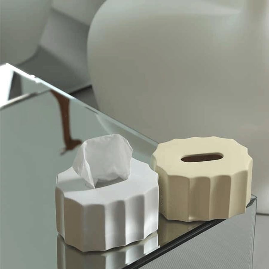 Soporte para Caja de pañuelos Decoración Sencilla con Caja de pañuelos, Mesa Centro, Papel Fumar, servilleta Creativa(Beige)
