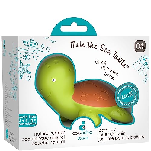 Image of caaocho Pure Natural Rubber Bath Toy - Mele The Sea Turtle - Hole Free Bath Toys, BPA Free Bath Toys for Infants, Without Holes Sealed Natural Rubber Baby Toy