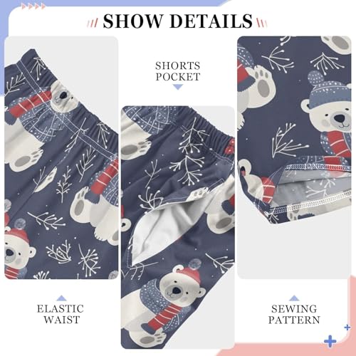 Pajama Pants Hand Drawn Polar Bears PJ Bottoms Sleepwear Lounge Sleep Pant with Pockets4