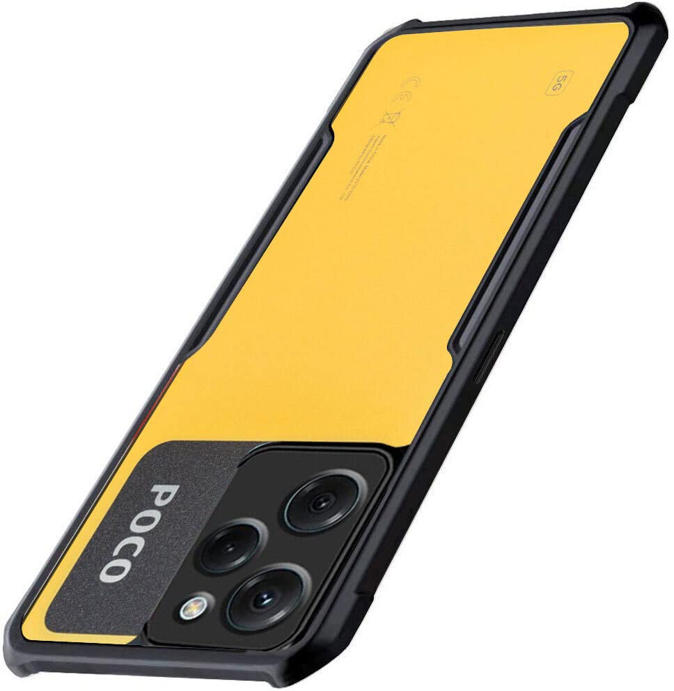 Image of A rtistque Clear Hard Transparent Acrylic Armor Anti-Drop Shockproof TPU Edge Back Cover Case for Poco X5 Pro - Black