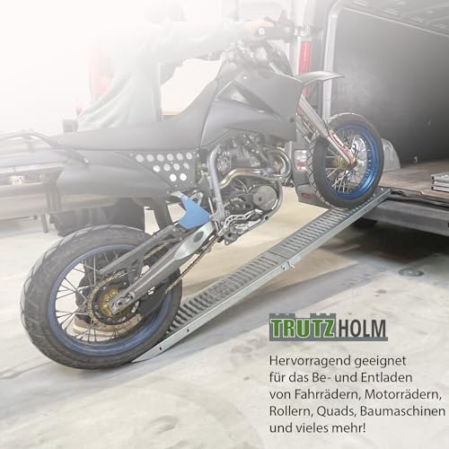TRUTZHOLM 1 x Auffahrrampe klappbar 189cm Tragkraft 200 kg Stahl grau geriffelt Verladerampe Rampe