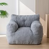 MAXYOYO Boneless Couch Sofa Chair, Boucle Tufted Bean Bag Couch, Living Room Bean Bag Chair for Adults Kids, Teddy Lazy Sofa Accent Lounge with Pocket for Reading, Stuffed with Filler