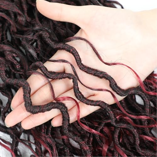 Image of 8 Packs Curly Faux Locs Crochet Hair 22 Inch Goddess Locs Crochet Hair