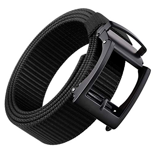 moonsix Ratchet Belt for Men, No Hole Adjustable Military Nylon Web Belt with Automatic Slide Buckle