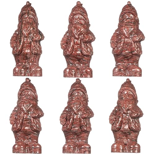 mookaitedecor Hand Carved Natural Sesame Red Stone Standing Father Christmas Figure Novelty Decoration for Home Santa Claus Happy Old Man Stone Statue Figurine Gift Collectible Red Room Decor - Image 4