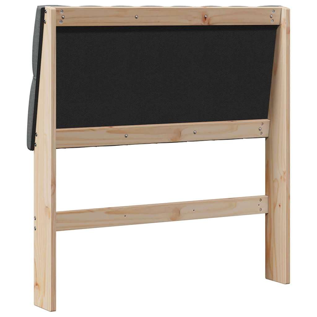 Tête de lit capitonnée en pin massif gris foncé 90 cm