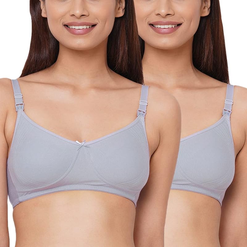 Image of Inner Sense Organic Cotton Bamboo Feeding Bra for Women Full Coverage I Non Padded Encircled Nursing Bra for Women with Side Support and Wirefree Design (Combo Pack)