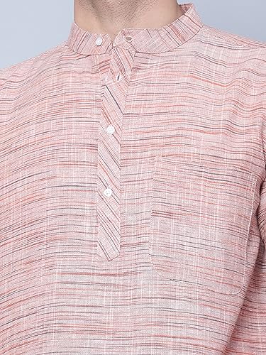 Image of LATEST CHIKAN Men's Cotton Regular Casual Strped Short Kurta Half Sleeves - (SK-LJ.DS.AS)